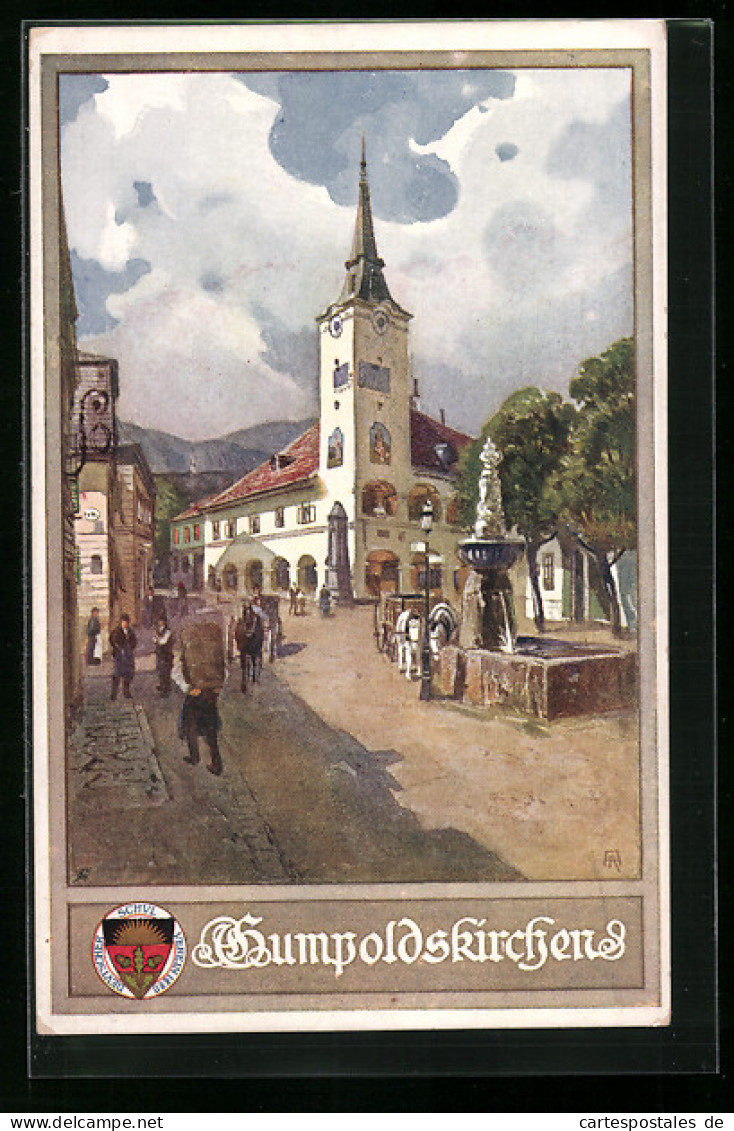 AK Deutscher Schulverein Nr. 212: Gumpoldskirchen, Strassenpartie Im Ortskern  - Guerra 1914-18