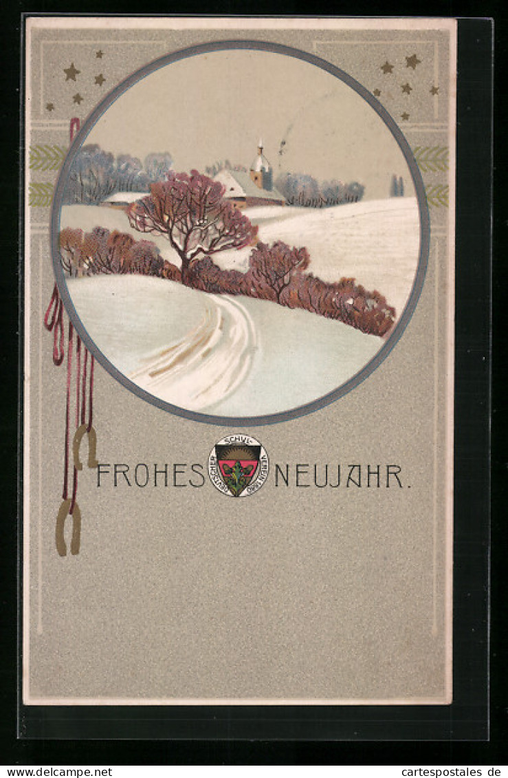 AK Deutscher Schulverein Nr. 118: Frohes Neujahr, Winteridyll  - Guerre 1914-18