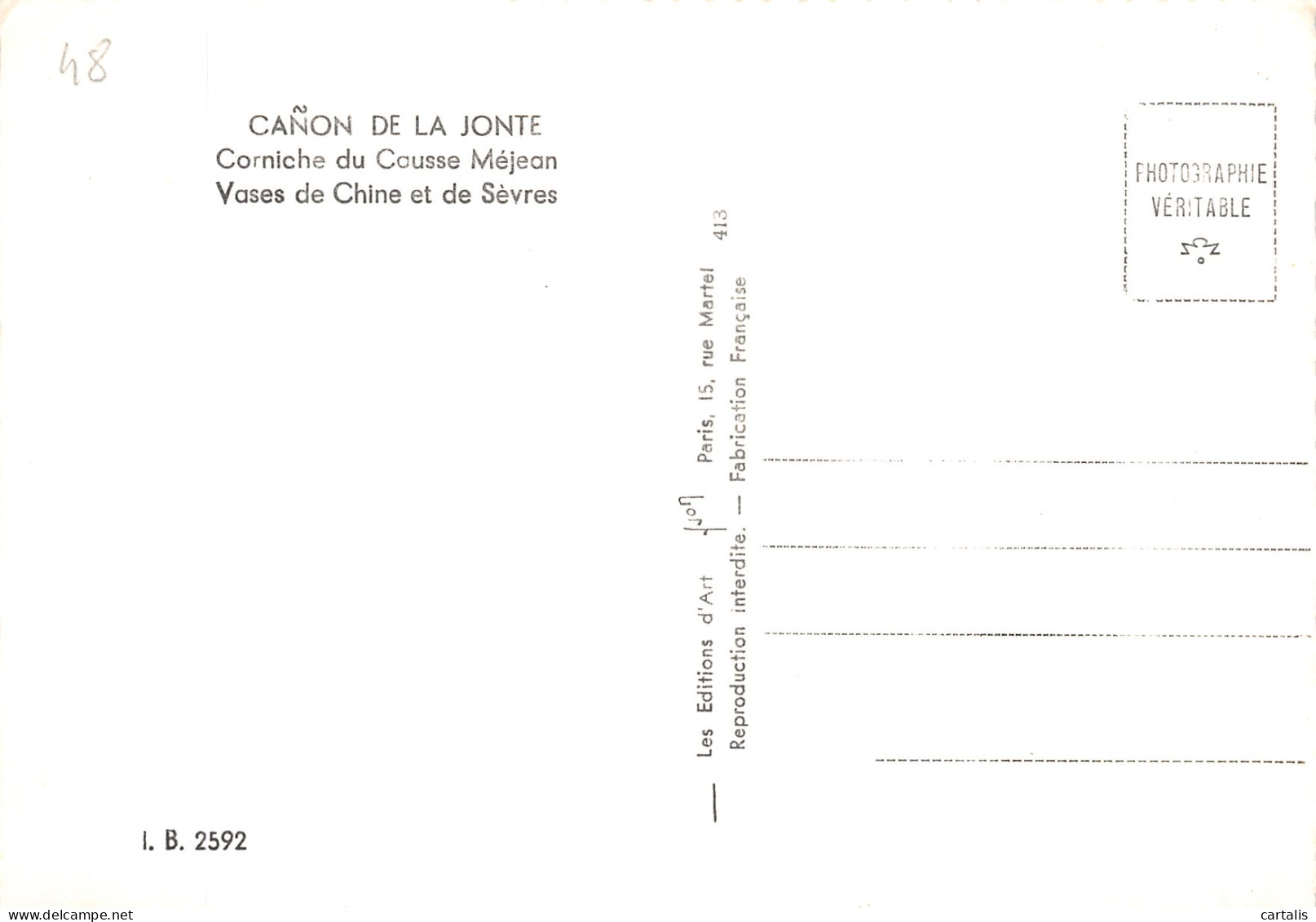 48-CANON DE LA JONTE CAUSSE MEJEAN-N° 4403-B/0207 - Autres & Non Classés