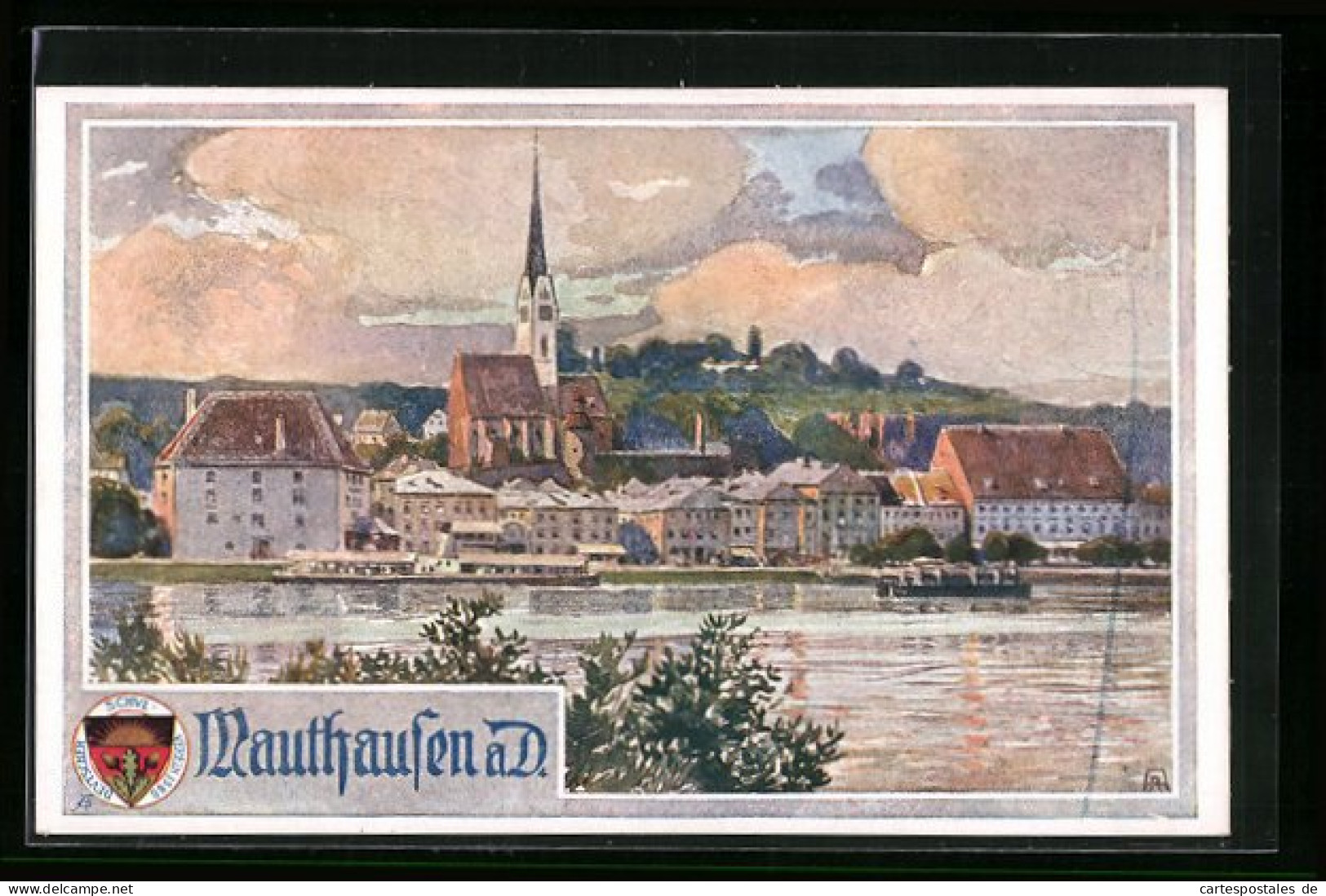 AK Deutscher Schulverein Nr. 441: Mauthausen A. D., Teilansicht Mit Donau  - Guerra 1914-18