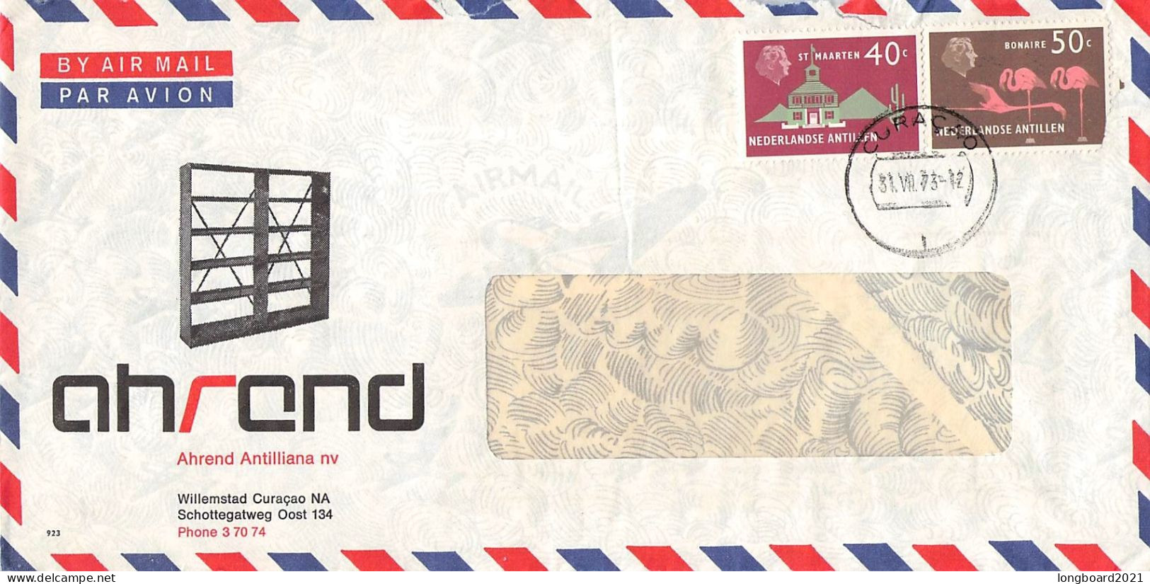 NETHERL. ANTILLES - AIRMAIL 1973 - WIEN/AT / 6305 - Curaçao, Antilles Neérlandaises, Aruba