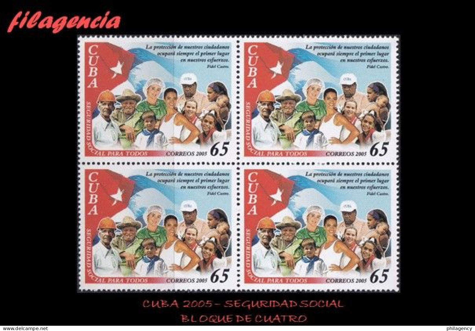CUBA. BLOQUES DE CUATRO. 2005-15 SEGURIDAD SOCIAL PARA TODOS - Ungebraucht