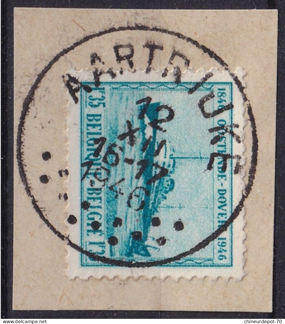 Timbre Belge OOSTENDE BATEAUX CACHET AARTIJKE 12 XII 16-17 1946 - Gebruikt