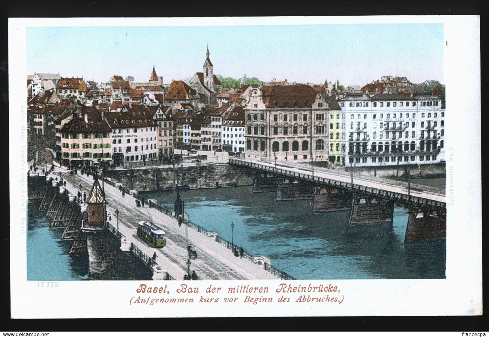 14443 - SUISSE - BASEL - Bau Der Mittleren Rheinbrücke  - Dos Non Divisé - Basel