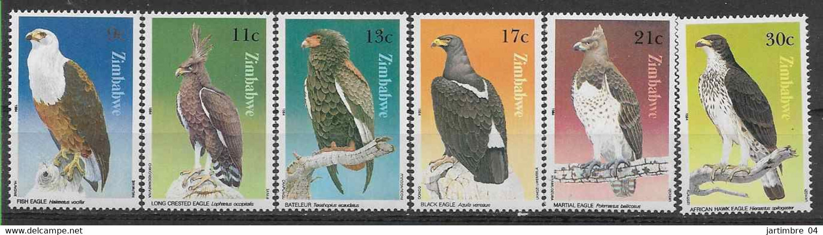 1984 ZIMBABWE 71-76** Oiseaux, Aigles - Zimbabwe (1980-...)