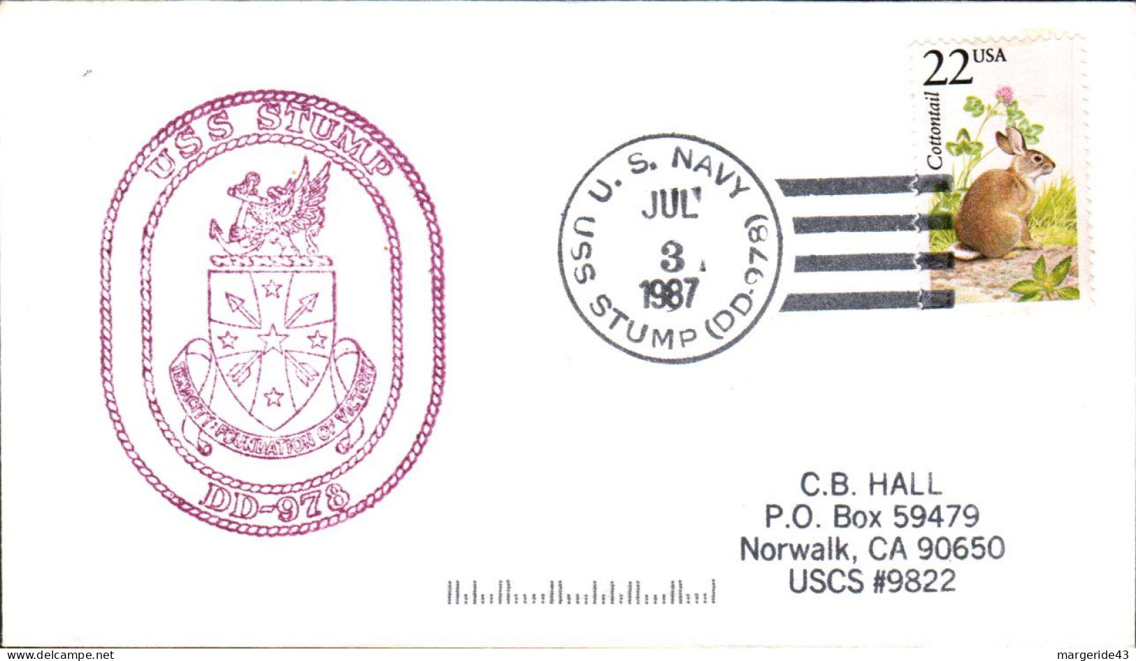 USA ETATS UNIS LETTRE DU U S S STUMP 1987 - Event Covers