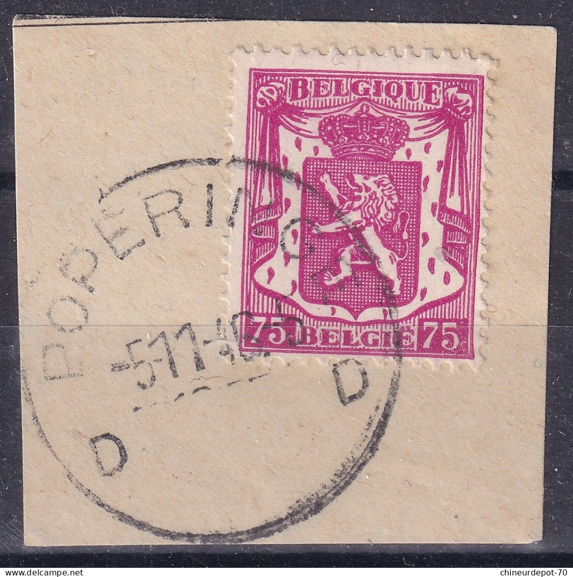 Timbre Belge PETIT LION HERALDIQUE CACHET POPERINGE 5-11-46 D - Gebraucht