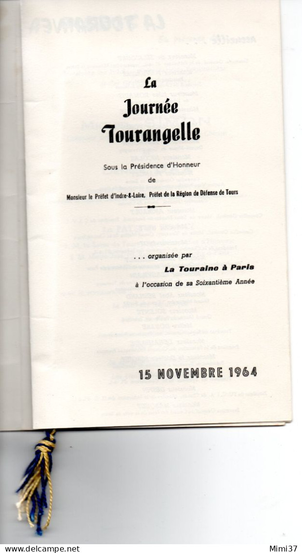 LA TOURAINE A  PARIS MENU DU RESTAURANT EN PLEIN CIEL DE LA TOUR EIFFEL JOURNEE TOURANGELLE 1964 AVEC MICHEL SIMON - Menú