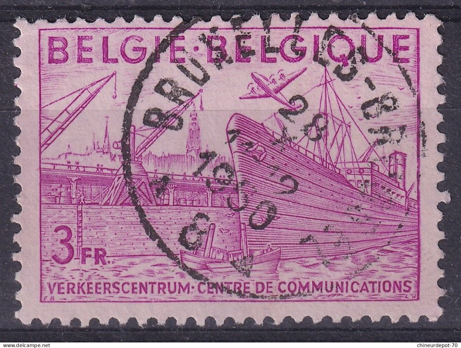 Timbre Belge CENTRE DE COMMUNICATIONS BRUXELLES 1950 8 - Oblitérés