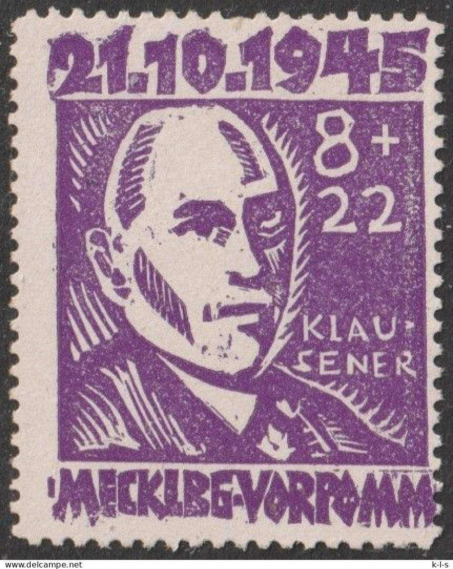 SBZ- Mecklenburg-Vorpommern: 1945, Mi. Nr. 21, Opfer Des Faschismus, 8+22 Pfg. Dr. Erich Klausener.  **/MNH - Ungebraucht