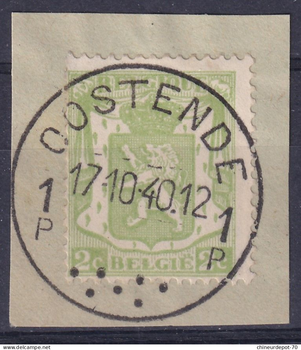 Timbre Belge PETIT LION  CACHET OOSTENDE 1P 17 10 40 12 1P - Usados