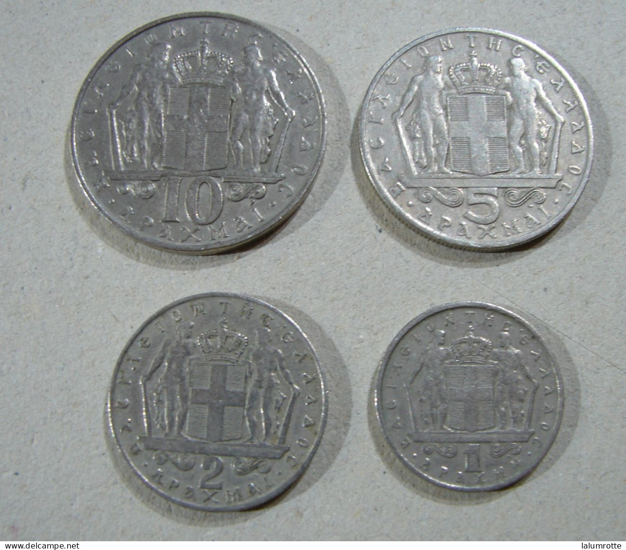 Monnaie.17. Cinq Monnaies. 10, 5, 2 Et 1 Drachma, 1968 Et 1966 - Greece