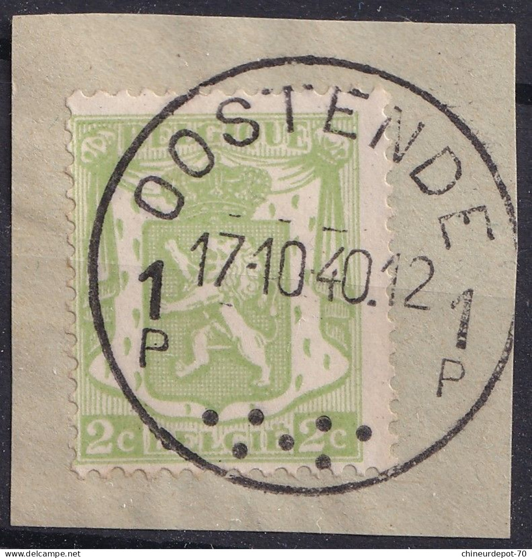 Timbres Belge PETIT Lion  Cachet Oostende 1P - Used Stamps