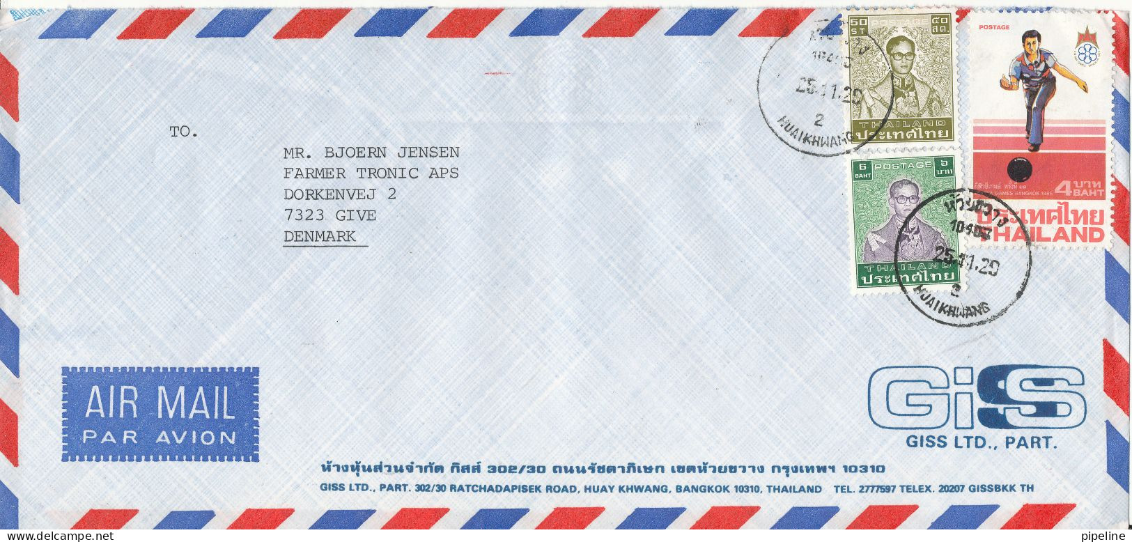 Thailand Air Mail Cover Sent To Denmark Topic Stamps - Thaïlande