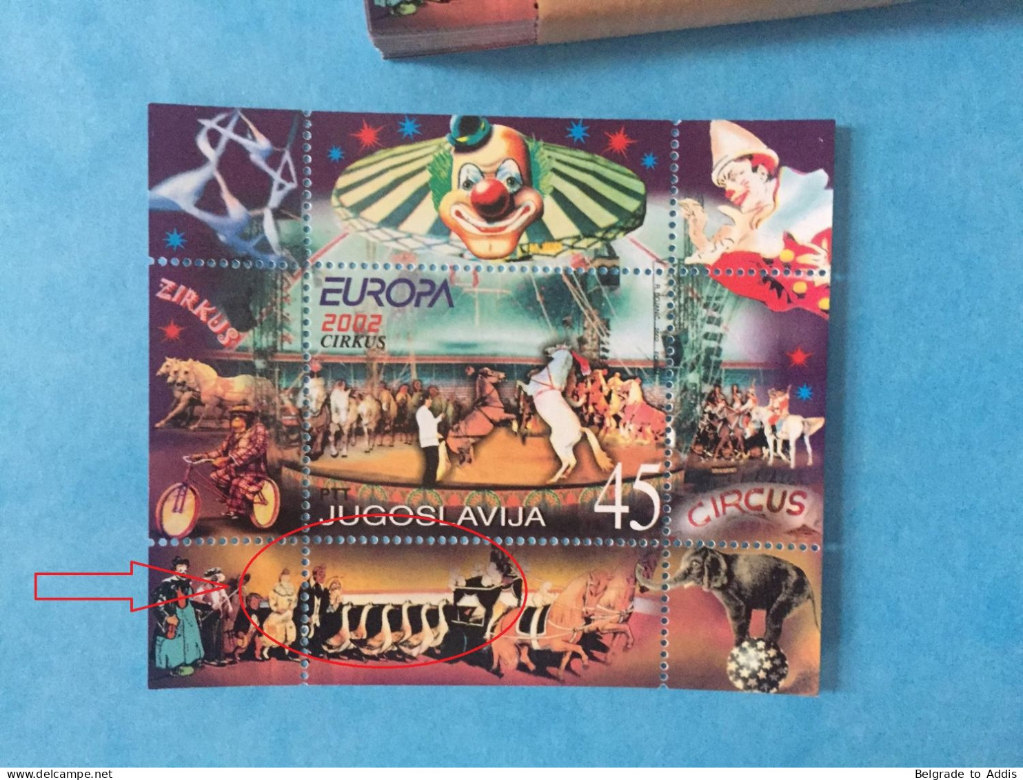 A Bundle Of 100 Yugoslavia Mi.Block 53 Souvenir Sheet ERROR PROOF Without Serial Number MNH / ** 2002 Europa Circus - 2002