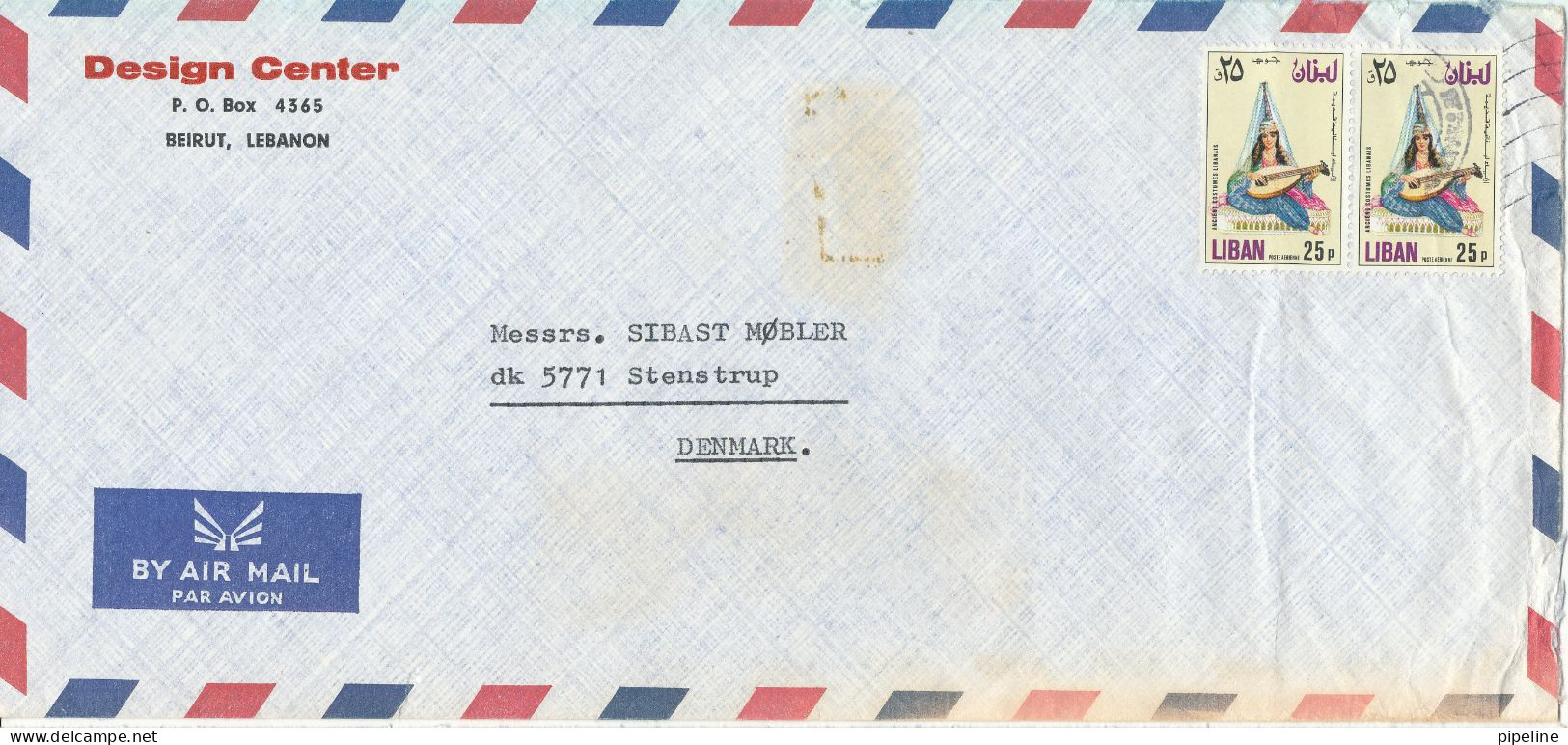 Lebanon Air Mail Cover Sent To Denmark - Liban