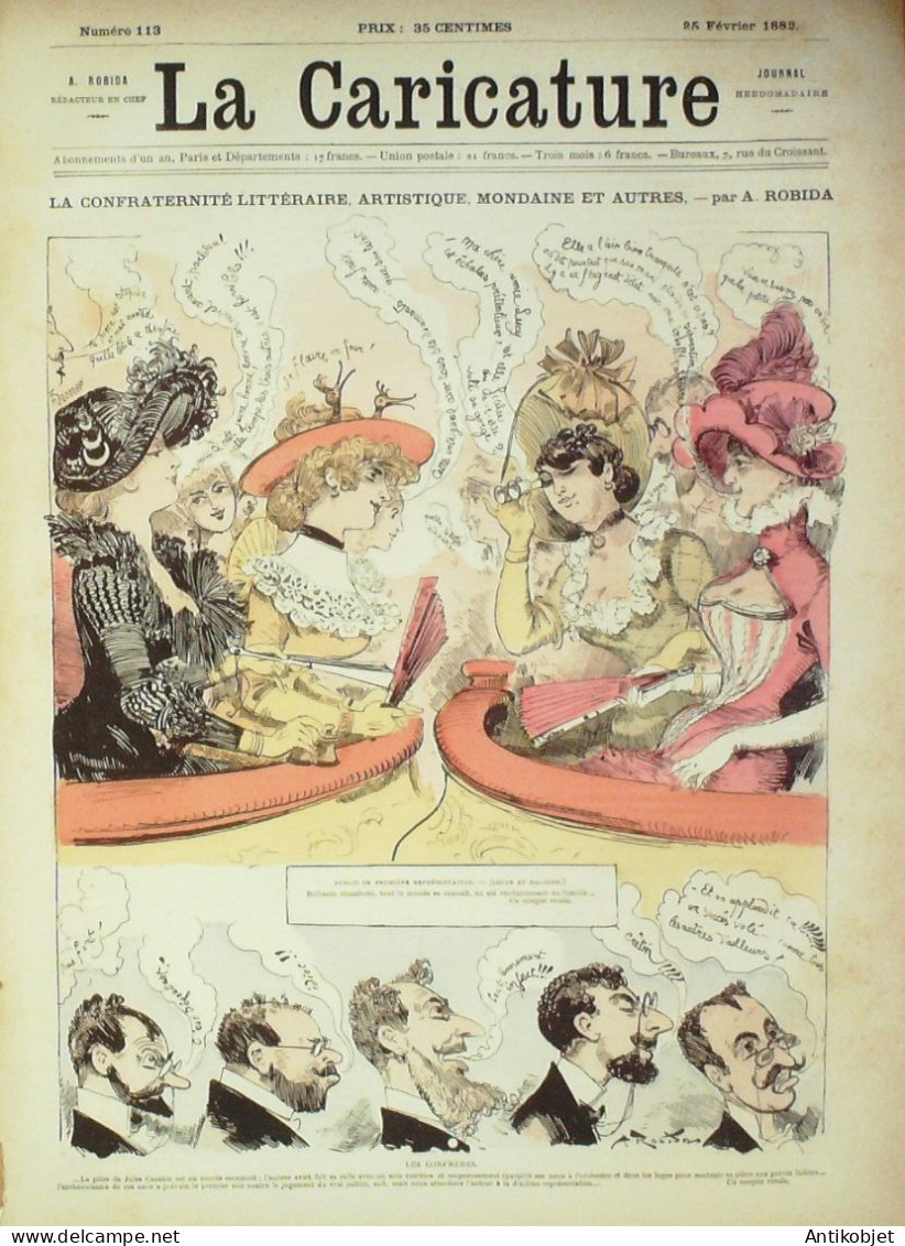 La Caricature 1882 N°113 Confraternité Artistique Littéraire Robida M Grippeliard Trock - Revues Anciennes - Avant 1900