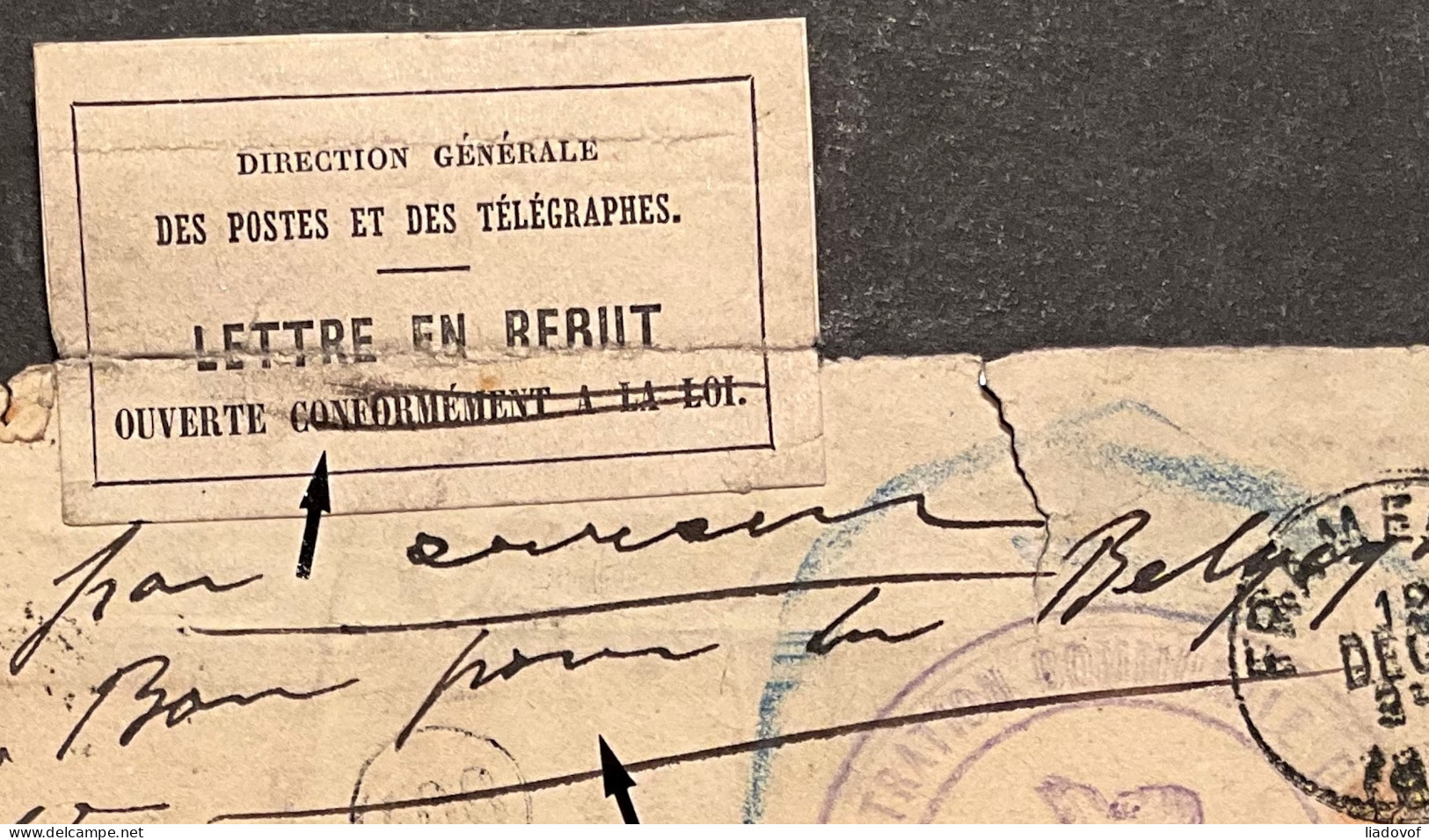 Lettre Administrative 1891 - Annotations-étiquette - Taxée 2 Décimes Par Erreur "Par Erreur / Bon Pour La Belgique" RRR - 1884-1891 Leopold II.