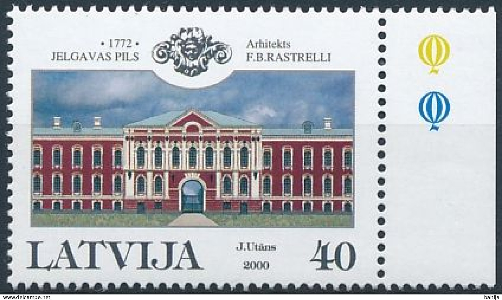 Mi 527 A ** MNH / Jelgava Palace, Architecture, Bartolomeo Rastrelli - Letonia