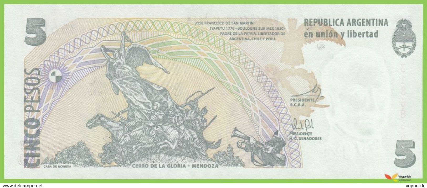 Voyo ARGENTINA 5 Pesos ND/2012 P353b(1) B406e I UNC - Argentine