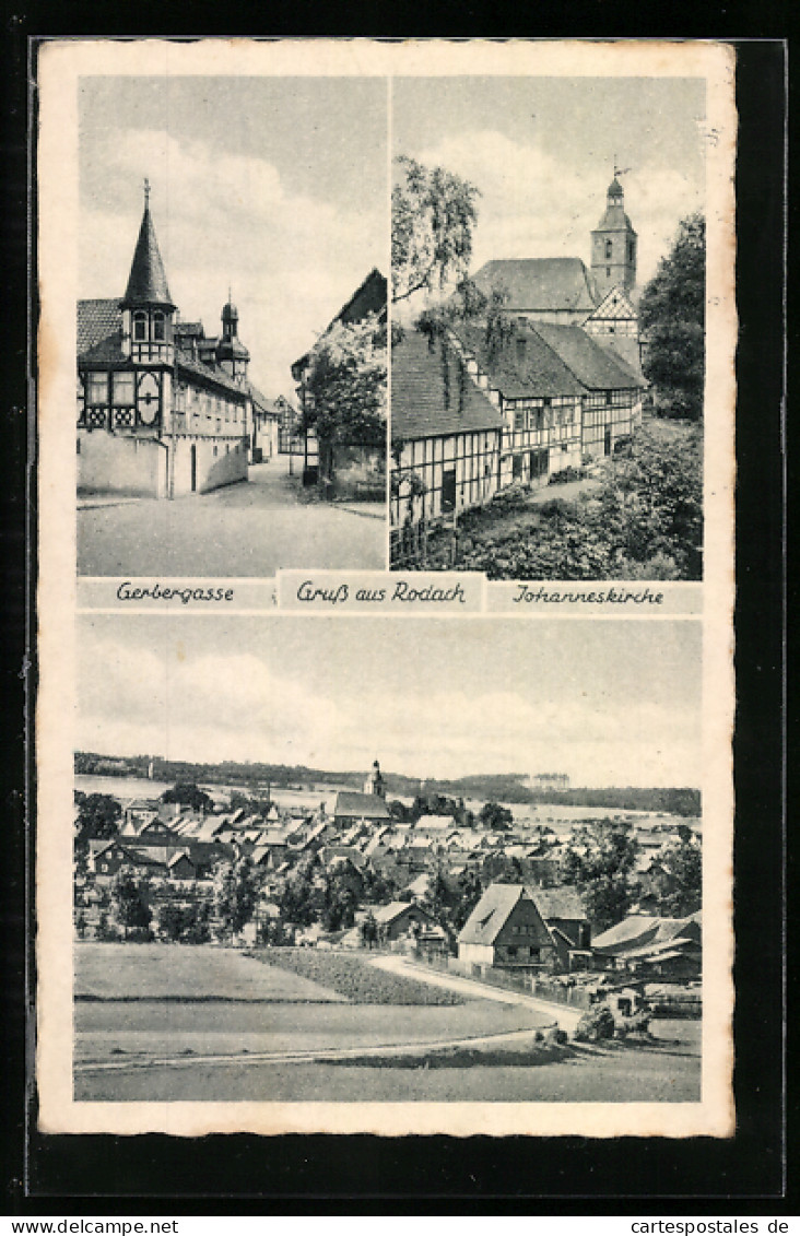 AK Rodach, Gerbergasse, Johanneskirche, Totalansicht  - Bad Rodach