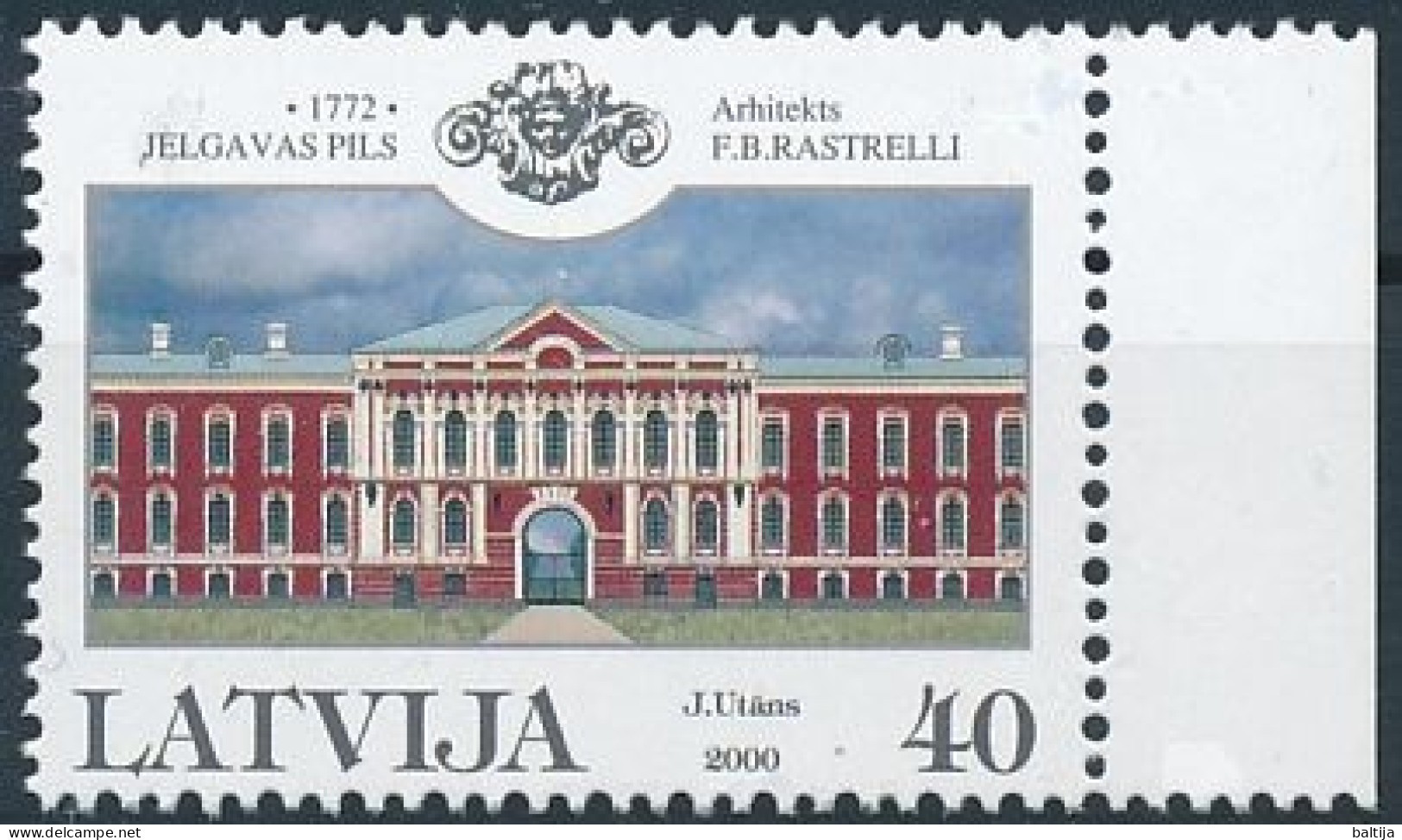 Mi 527 C ** MNH / Jelgava Palace, Architecture, Bartolomeo Rastrelli - Latvia