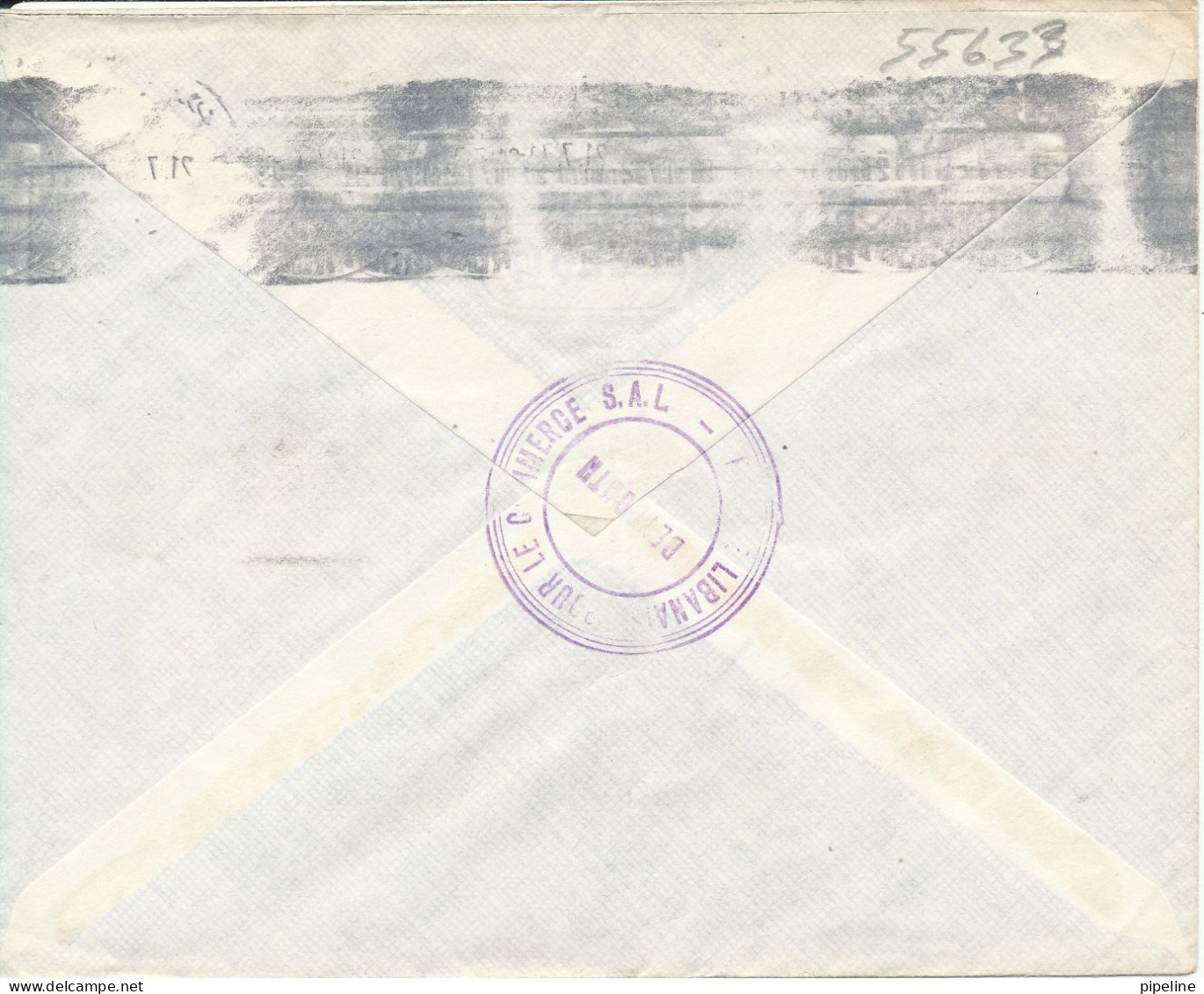 Lebanon Registered Bank Cover Sent Air Mail To Denmark Single Franked FLOWERS - Libanon