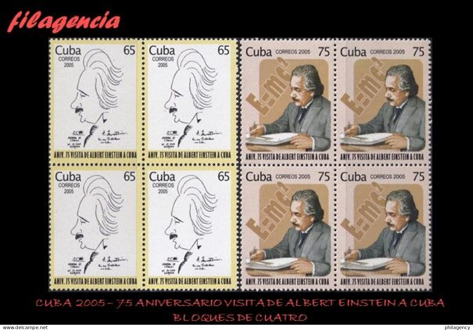 CUBA. BLOQUES DE CUATRO. 2005-23 75 ANIVERSARIO DE LA VISITA DE ALBERT EINSTEIN A CUBA - Unused Stamps