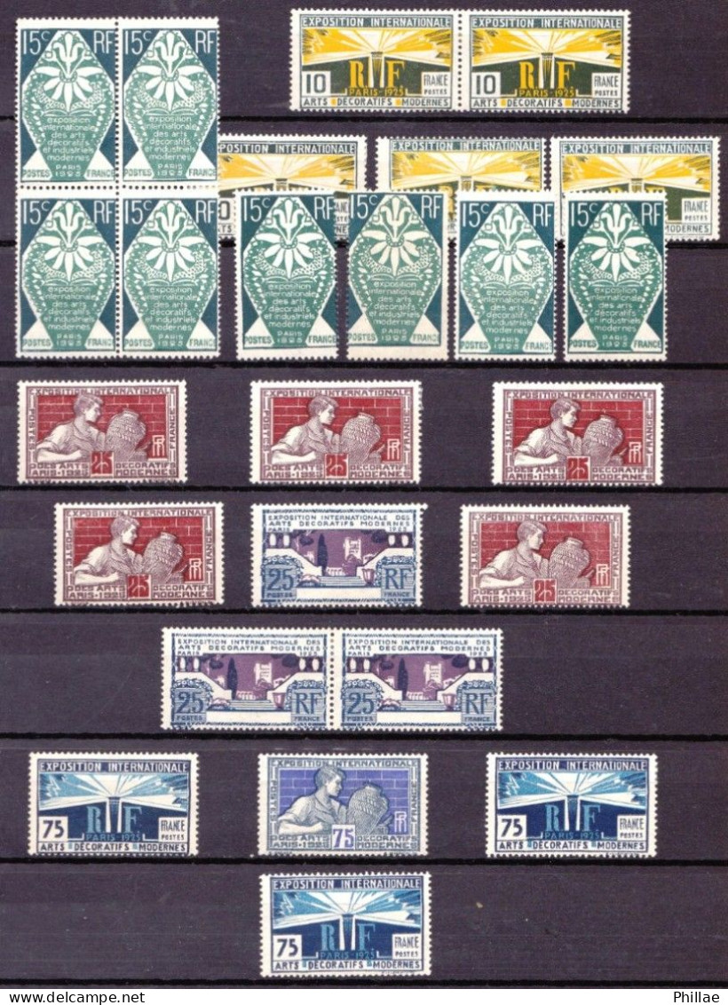 210 / 215 - Arts Décoratifs 1924 - Diverses Valeurs à L'unité, En Bandes Ou Blocs - Neufs N* - TB - Unused Stamps