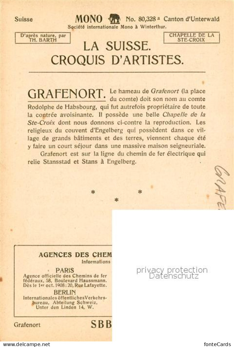 13833333 Grafenort OW Chapelle De La Ste Croix  - Autres & Non Classés