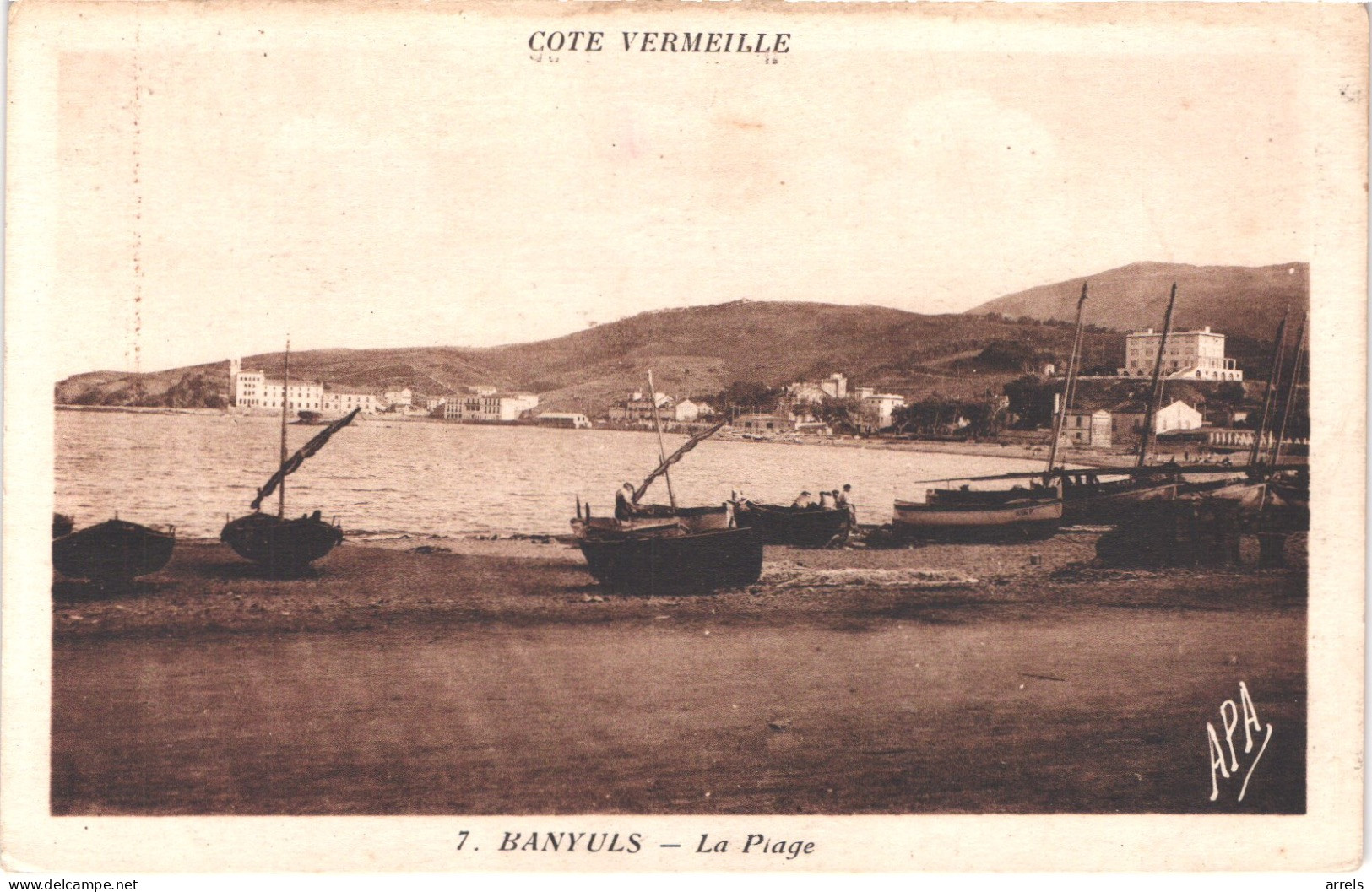 FR66 BANYULS SUR MER - APA 7 Ocre - La Plage - Barques De Pêche - Belle - Banyuls Sur Mer
