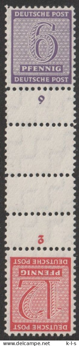 SBZ- West-Sachsen: 1945, Zusammendruck: Mi. Nr. SK Zd 6, 121X/Z/Z/123X, Freimarken: Ziffern.  **/MNH - Ungebraucht