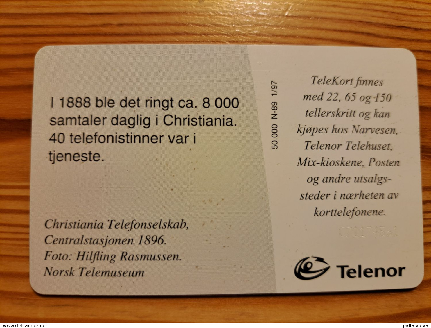 Phonecard Norway, N-89 - Historic Photo, Telephone - Norvège