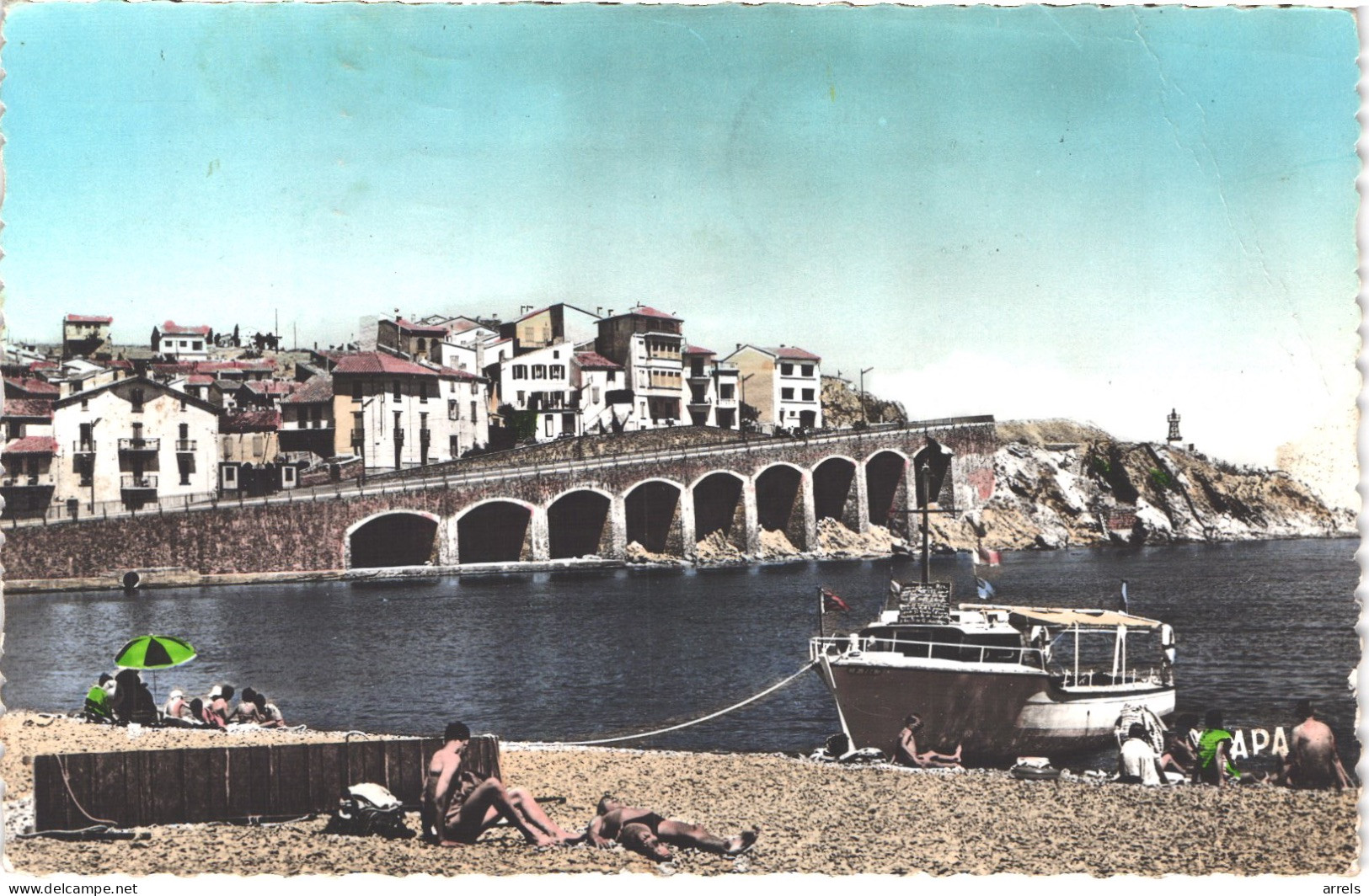 FR66 BANYULS SUR MER - APA 433 Colorisée - La Plage Et Cap Doune - Bateau Vedette - Animée Belle - Banyuls Sur Mer