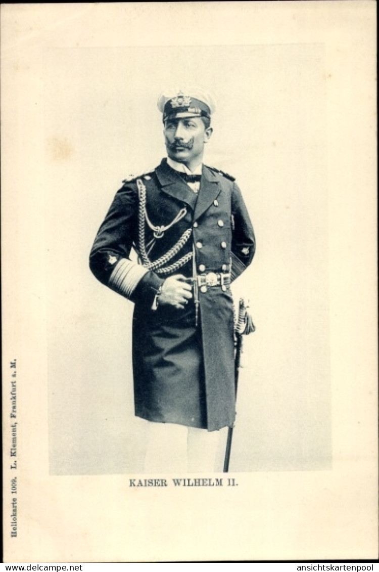 CPA Kaiser Wilhelm II., Als Admiral, Uniform, Säbel, Schirmmütze, Standportrait - Königshäuser