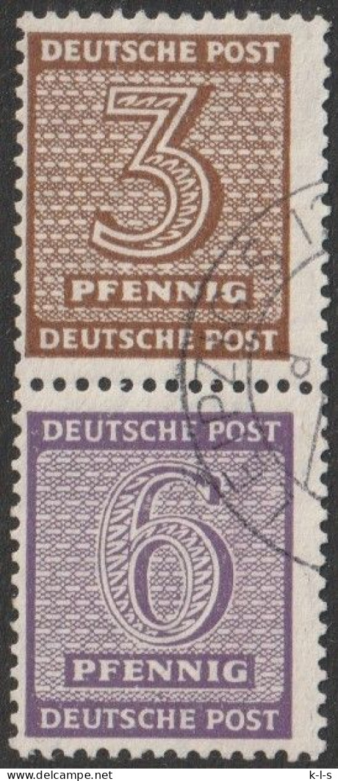 SBZ- West-Sachsen: 1945, Zusammendruck: Mi. Nr. S Zd 3, 126/129, 3/6 Pfg.  Freimarken: Ziffern.  Gestpl./used - Usati