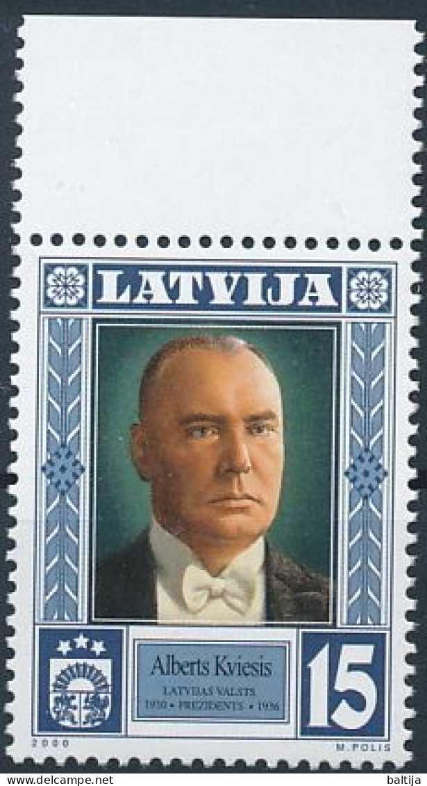 Mi 531 ** MNH / 3rd Latvian President Alberts Kviesis / Head Of State - Lettonie