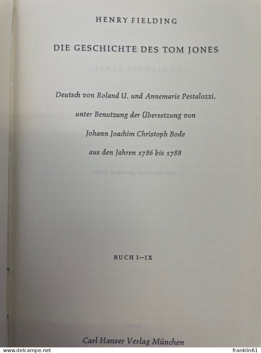 Die Geschichte Des Tom Jones. Band 1 Und 2 KOMPLETT. - Gedichten En Essays