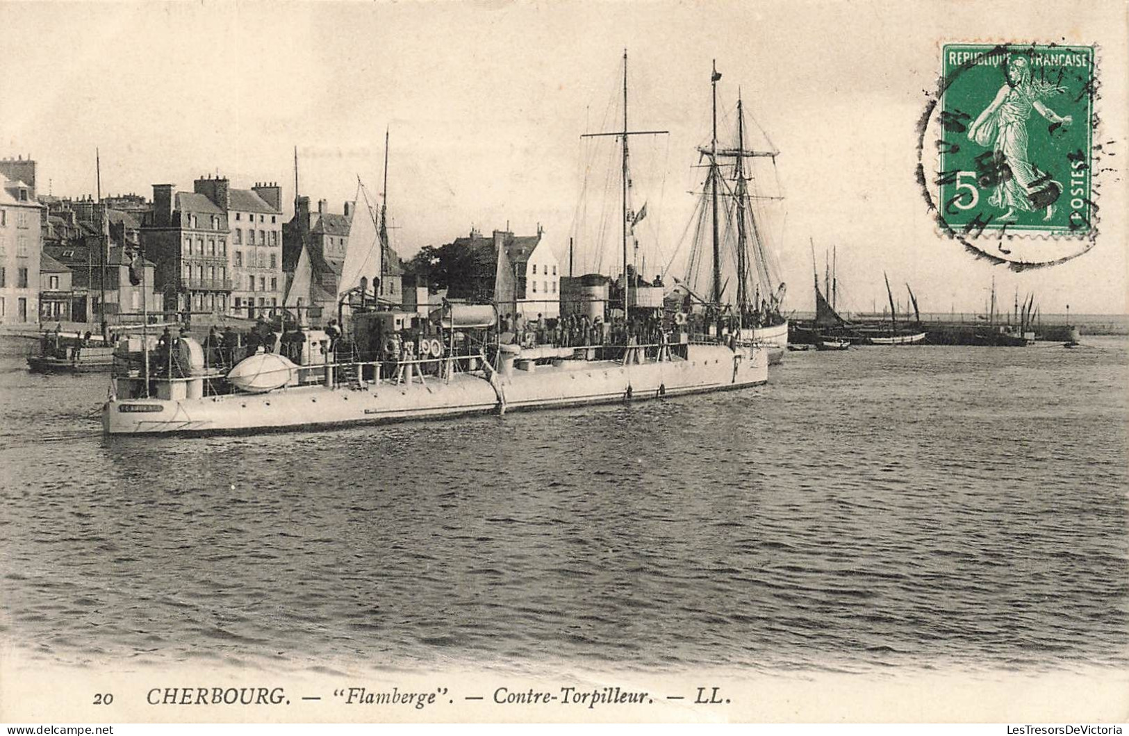 TRANSPORTS - Bateaux - Guerre - Cherbourg - "Flamberge" - Contre Torpilleur - L L - Carte Postale Ancienne - Oorlog