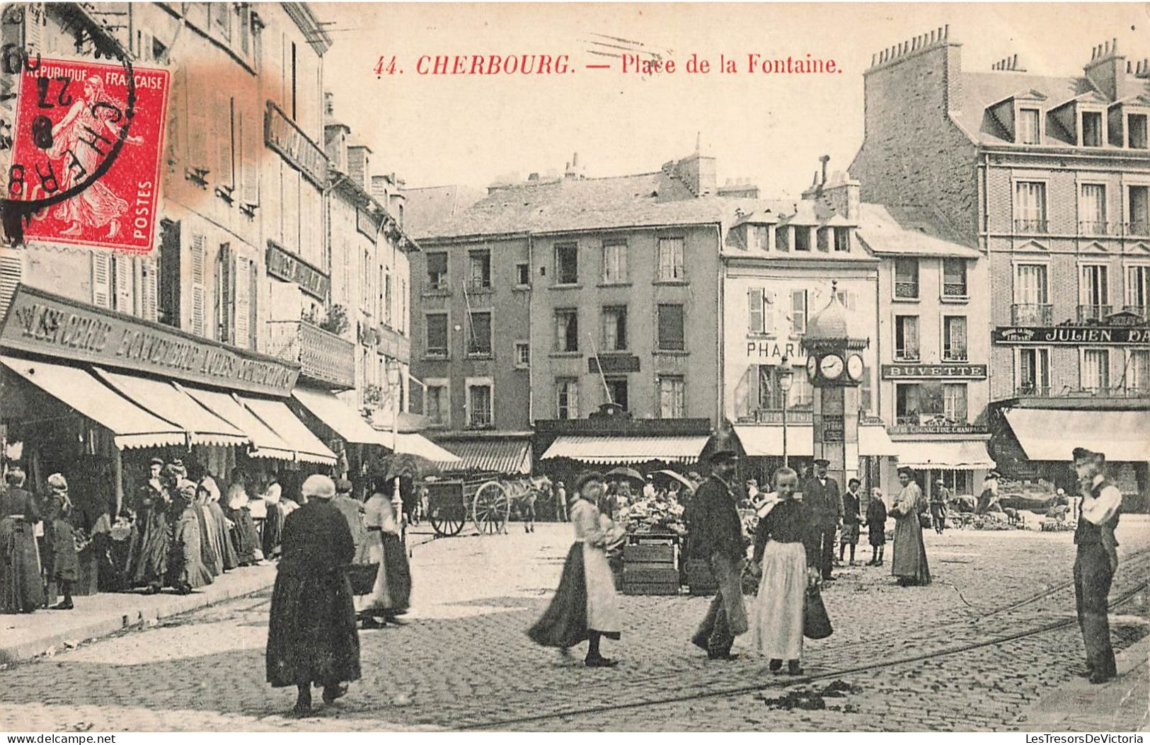 FRANCE - Cherbourg - Vue Sur La Place De La Fontaine - Vue Générale - Animé - Carte Postale Ancienne - Cherbourg