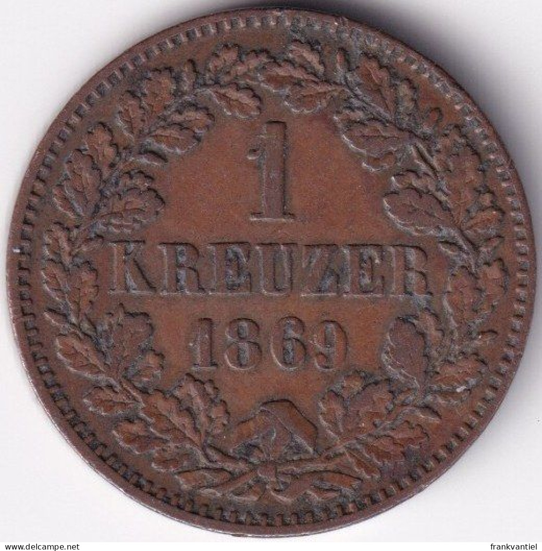 Baden KM-242 1 Kreuzer 1869 - Monedas Pequeñas & Otras Subdivisiones