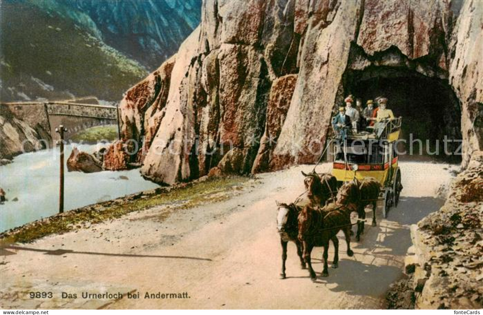 13831222 Andermatt UR Das Urnerloch Postkutsche  - Autres & Non Classés