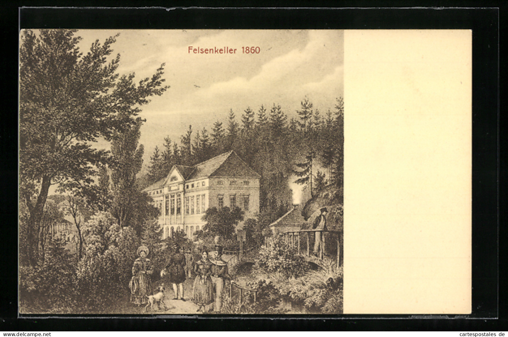 Künstler-AK Gehren I. Thür., Gasthaus Felsenkeller 1860, Ortsausgang Richtung Manebach  - Gehren