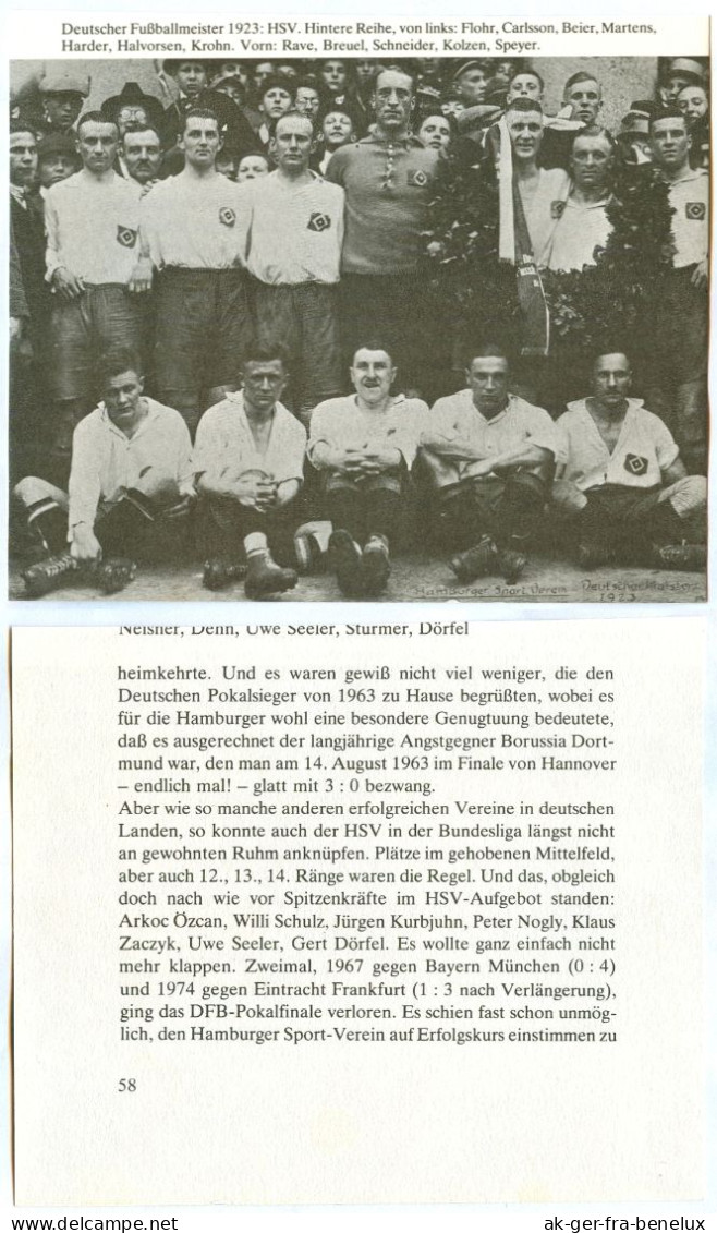 Mannschaft Team Hamburger SV 1923 HSV Hamburg Flohr Carlsson Beier Martens Rave Harder Halvorsen Krohn Breuel Schneider - Autres & Non Classés