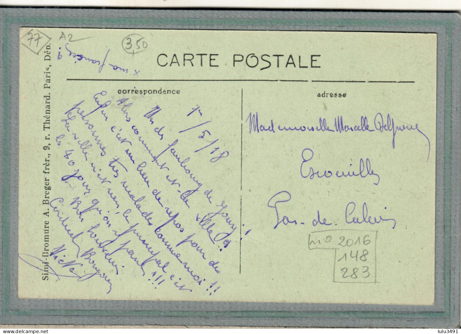 CPA (77) JOUY - Aspect Du Quartier Bel Air En 1918 - Other & Unclassified