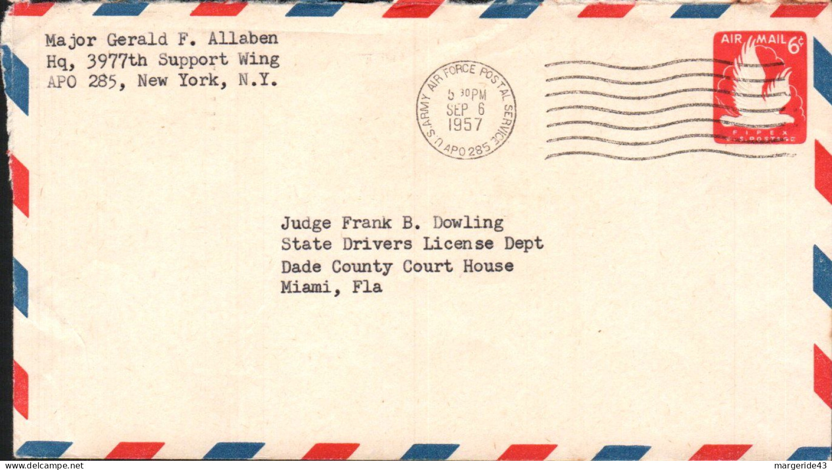 USA ETATS UNIS ENTIER LETTRE DE AIR FORCE POSTAL1957 - Covers & Documents