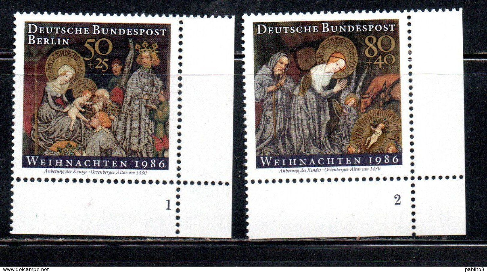 GERMANY  GERMANIA BERLIN BERLINO 1986 CHRISTMAS NATALE WEIHNACHTEN NOEL NAVIDAD NATAL COMPLETE SET SERIE COMPLETA MNH - Unused Stamps