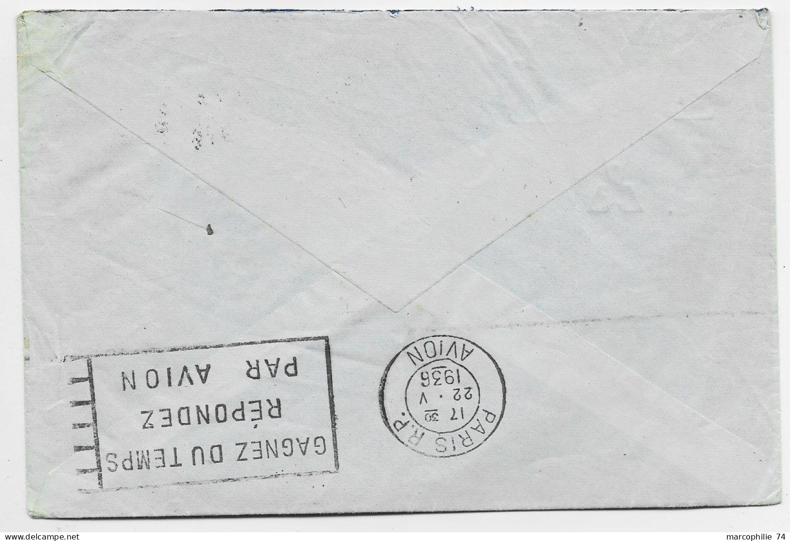 MOYEN CONGO 1FR25 PAIRE LETTRE COVER AVION 1936 TO PARIS - Storia Postale