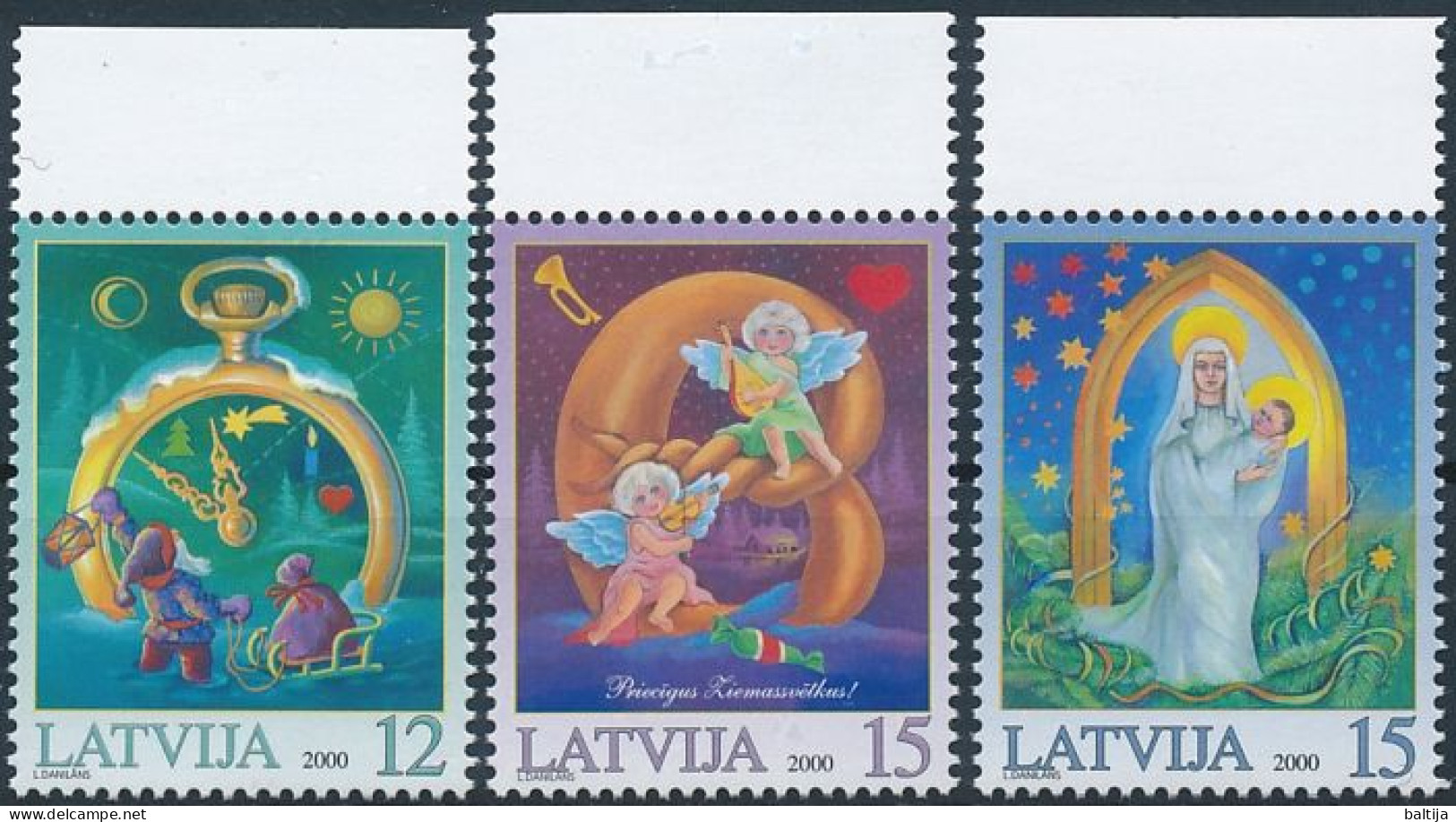 Mi 535-537 ** MNH / Christmas, Angels, Madonna With Baby Christ - Latvia