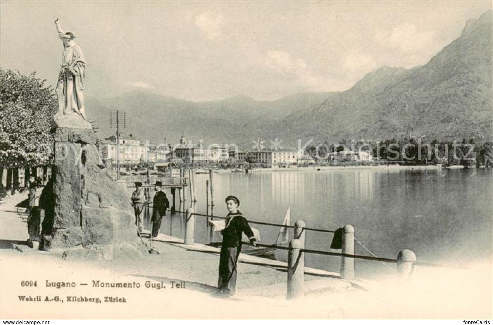 13828402 Lugano Lago Di Lugano TI Monumento Gugl Tell  - Autres & Non Classés